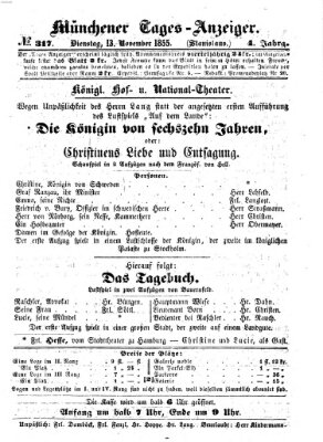 Münchener Tages-Anzeiger Dienstag 13. November 1855