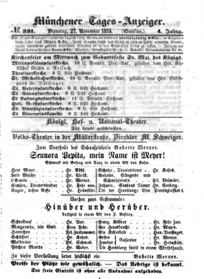 Münchener Tages-Anzeiger Dienstag 27. November 1855