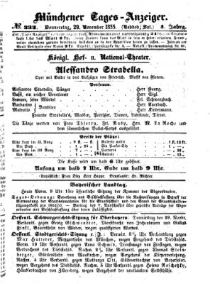 Münchener Tages-Anzeiger Donnerstag 29. November 1855