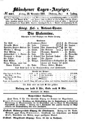 Münchener Tages-Anzeiger Freitag 30. November 1855