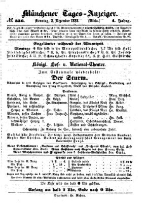 Münchener Tages-Anzeiger Sonntag 2. Dezember 1855