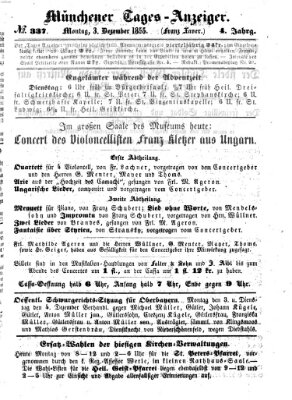 Münchener Tages-Anzeiger Montag 3. Dezember 1855