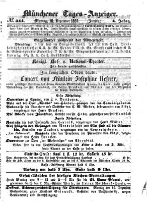 Münchener Tages-Anzeiger Montag 10. Dezember 1855