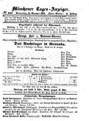 Münchener Tages-Anzeiger Donnerstag 13. Dezember 1855