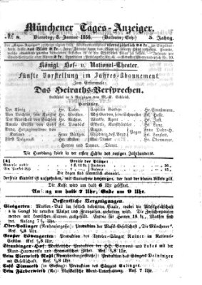 Münchener Tages-Anzeiger Dienstag 8. Januar 1856