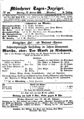 Münchener Tages-Anzeiger Sonntag 17. Februar 1856