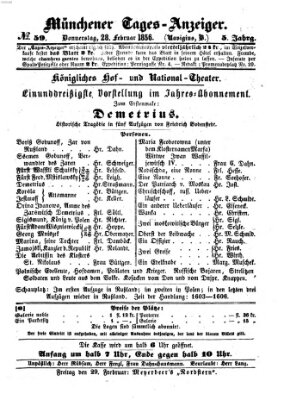 Münchener Tages-Anzeiger Donnerstag 28. Februar 1856