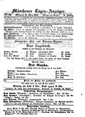 Münchener Tages-Anzeiger Mittwoch 12. März 1856