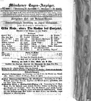 Münchener Tages-Anzeiger Donnerstag 17. April 1856