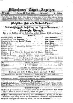 Münchener Tages-Anzeiger Freitag 18. April 1856