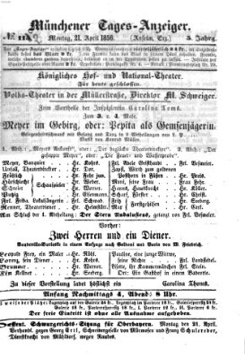 Münchener Tages-Anzeiger Montag 21. April 1856