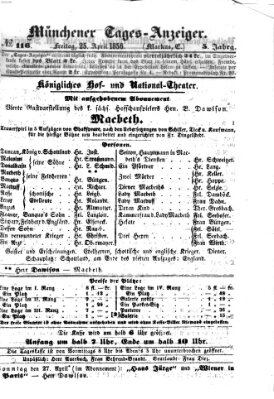 Münchener Tages-Anzeiger Freitag 25. April 1856