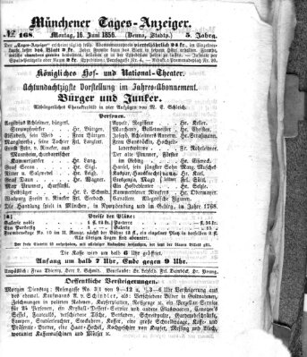 Münchener Tages-Anzeiger Montag 16. Juni 1856