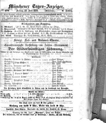 Münchener Tages-Anzeiger Freitag 20. Juni 1856