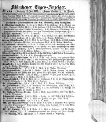 Münchener Tages-Anzeiger Samstag 12. Juli 1856