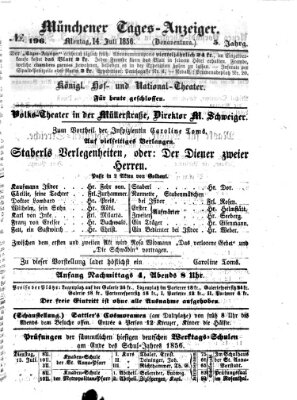 Münchener Tages-Anzeiger Montag 14. Juli 1856