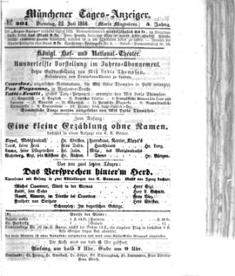 Münchener Tages-Anzeiger Dienstag 22. Juli 1856