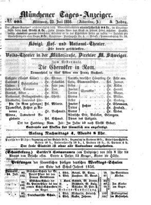 Münchener Tages-Anzeiger Mittwoch 23. Juli 1856