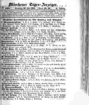 Münchener Tages-Anzeiger Samstag 26. Juli 1856