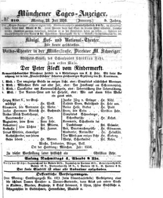 Münchener Tages-Anzeiger Montag 28. Juli 1856