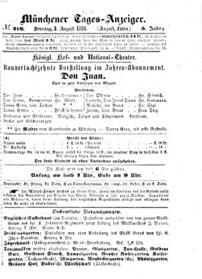 Münchener Tages-Anzeiger Sonntag 3. August 1856