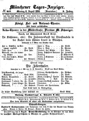 Münchener Tages-Anzeiger Montag 4. August 1856