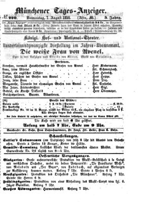 Münchener Tages-Anzeiger Donnerstag 7. August 1856