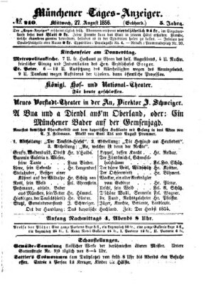 Münchener Tages-Anzeiger Mittwoch 27. August 1856