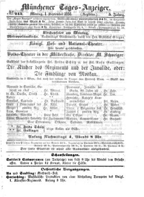 Münchener Tages-Anzeiger Montag 1. September 1856