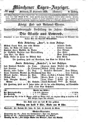 Münchener Tages-Anzeiger Mittwoch 17. September 1856