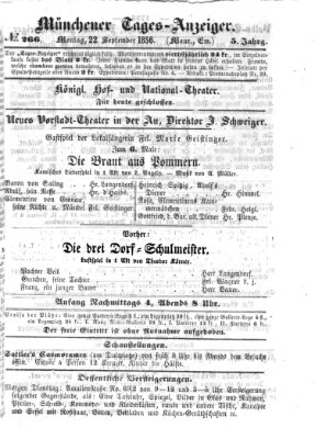 Münchener Tages-Anzeiger Montag 22. September 1856