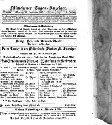 Münchener Tages-Anzeiger Montag 29. September 1856