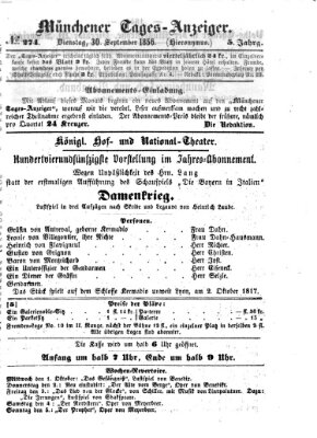 Münchener Tages-Anzeiger Dienstag 30. September 1856