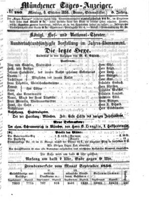 Münchener Tages-Anzeiger Montag 6. Oktober 1856