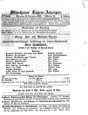 Münchener Tages-Anzeiger Dienstag 11. November 1856