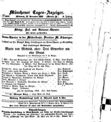 Münchener Tages-Anzeiger Mittwoch 12. November 1856