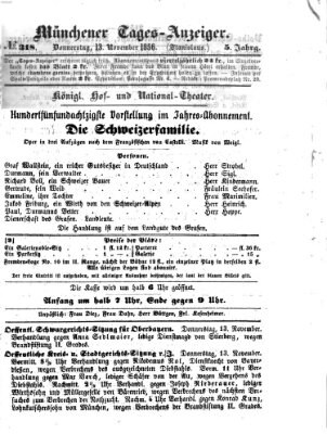 Münchener Tages-Anzeiger Donnerstag 13. November 1856