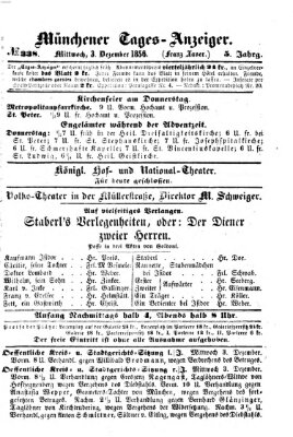 Münchener Tages-Anzeiger Mittwoch 3. Dezember 1856