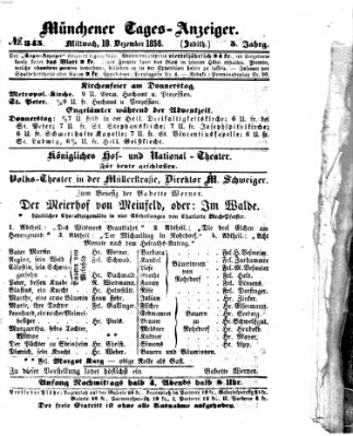 Münchener Tages-Anzeiger Mittwoch 10. Dezember 1856