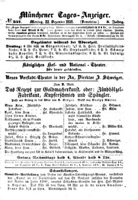 Münchener Tages-Anzeiger Montag 22. Dezember 1856