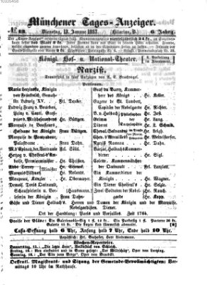 Münchener Tages-Anzeiger Dienstag 13. Januar 1857