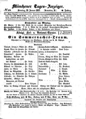 Münchener Tages-Anzeiger Sonntag 18. Januar 1857