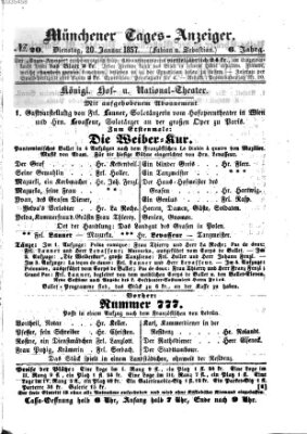 Münchener Tages-Anzeiger Dienstag 20. Januar 1857