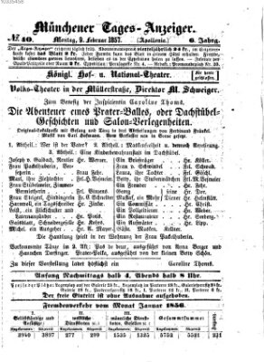 Münchener Tages-Anzeiger Montag 9. Februar 1857