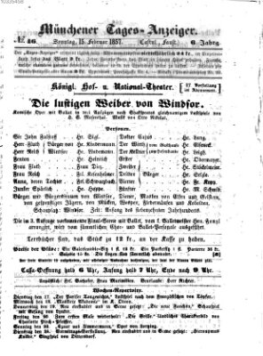 Münchener Tages-Anzeiger Sonntag 15. Februar 1857