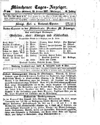 Münchener Tages-Anzeiger Mittwoch 25. Februar 1857