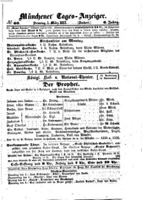 Münchener Tages-Anzeiger Sonntag 1. März 1857