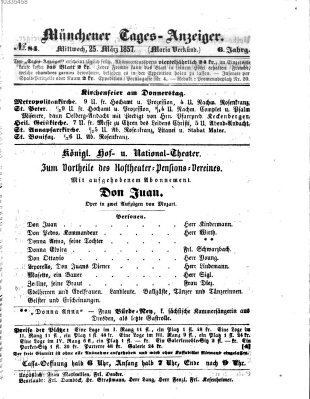 Münchener Tages-Anzeiger Mittwoch 25. März 1857