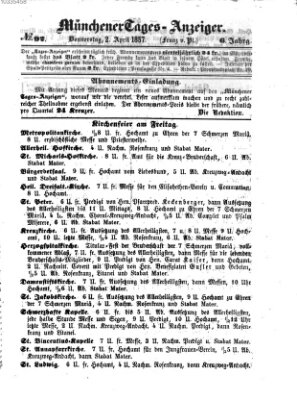 Münchener Tages-Anzeiger Donnerstag 2. April 1857