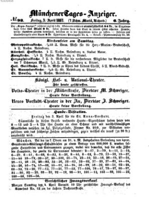 Münchener Tages-Anzeiger Freitag 3. April 1857